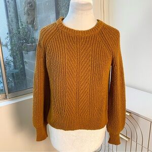 Madewell Chunky Cotton Honeycomb Sweater in  Mustard Gold, Sz XS, NWOT